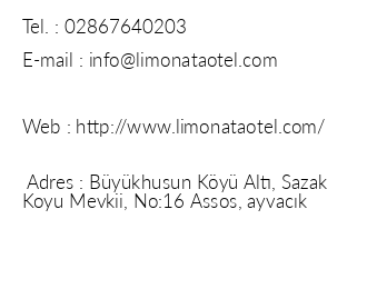 Limonata Butik Otel iletiim bilgileri